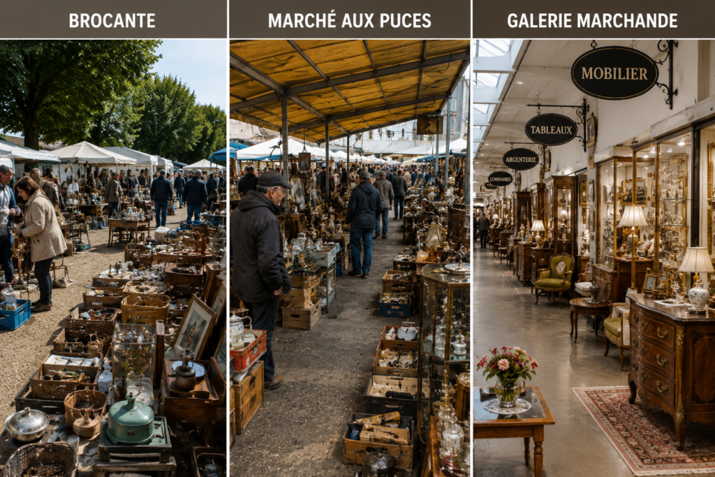 Différence brocante galerie marchande